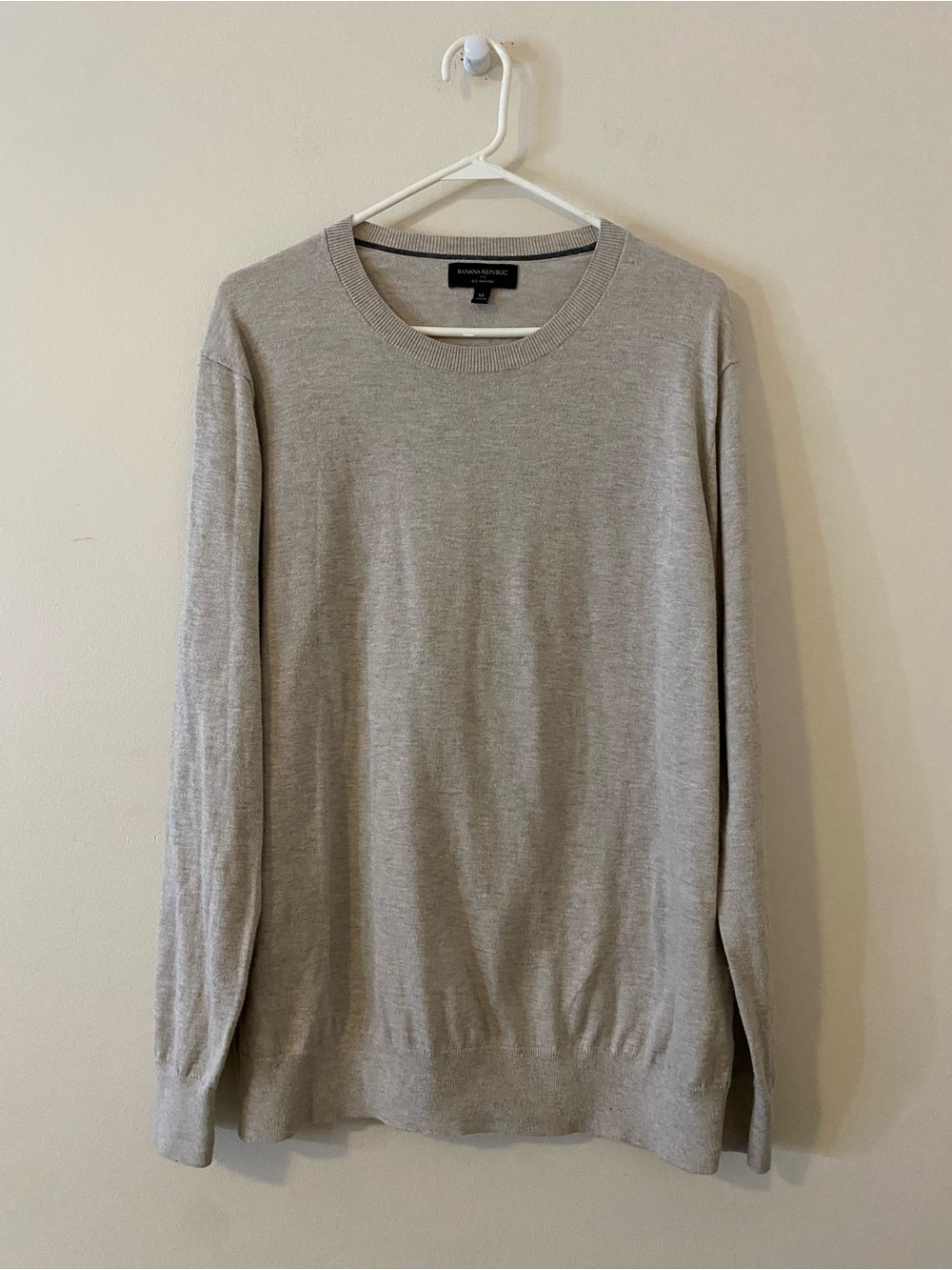 Banana Republic Preppy Cotton Blend Men’s Cream  Crewneck Sweater XL